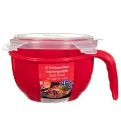 B&M Microwavable Food Bowl With Handle -Kitchen Shop 304743 Microwavable Food Bowl with Handle red1