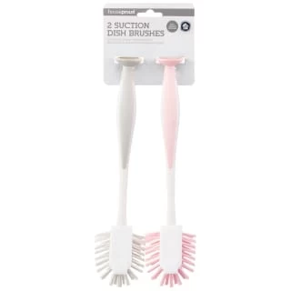 B&M Suction Dish Brushes 2pk - Grey & Blush 3 B&M Suction Dish Brushes 2pk - Grey & Blush