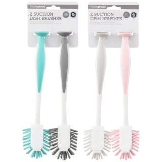 B&M Suction Dish Brushes 2pk - Grey & Blush 4 B&M Suction Dish Brushes 2pk - Grey & Blush - Image 2