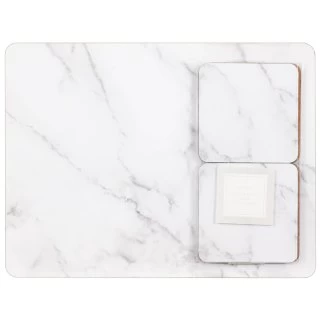 B&M Modern Cork Placemat & Coaster Set 8pc - Marble 4 B&M Modern Cork Placemat & Coaster Set 8pc - Marble - Image 2
