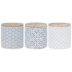 B&M Embossed Geometric Storage Canisters 3pc -Kitchen Shop 356821 storage canisters geo grey 3