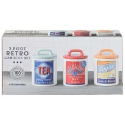 B&M Retro Canister Set 3pc -Kitchen Shop 356953 storage canisters retro tea coffee sugar main