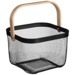B&M Mesh Storage Basket With Bamboo Handle