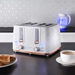 Kitchen Shop -Kitchen Shop 371982 goodmans diamond white rose gold 4 slice toaster