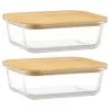B&M Rectangular Glass Food Containers With Bamboo Lids 2pk -Kitchen Shop 376824 2pk regular glass food containers 4