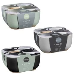 Simply Everyday Gloss Mugs 4pk - Grey -Kitchen Shop 380120 380121 380123 4pk simply everyday mugs main 1