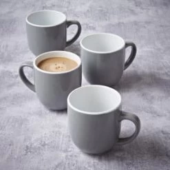 Simply Everyday Gloss Mugs 4pk - Grey -Kitchen Shop 380120 4pk simply everyday mugs grey