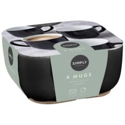Simply Everyday Gloss Mugs 4pk - Black -Kitchen Shop 380121 4pk simply everyday mugs black 2