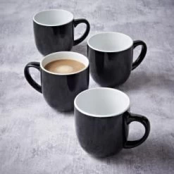Simply Everyday Gloss Mugs 4pk - Black -Kitchen Shop 380121 4pk simply everyday mugs black