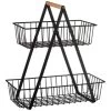 B&M Two Tier Storage Basket With Wooden Handle -Kitchen Shop 380165 2 tier storage basket wooden handle