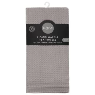 Simply Everyday Waffle Tea Towels 3pk - Grey 3 Simply Everyday Waffle Tea Towels 3pk - Grey