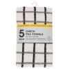 B&M Essentials Check Tea Towels - Black 5pk -Kitchen Shop 380235 5pk check tea towels black
