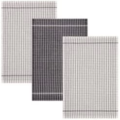 B&M Grey Check Tea Towels 3pk -Kitchen Shop 380305 3pk check tea towels grey 2