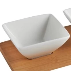 B&M Set Of 3 Serving Bowls With Bamboo Tray - Square -Kitchen Shop 380368 3pk serving boards with bamboo tray square 2
