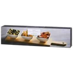 B&M Set Of 3 Serving Bowls With Bamboo Tray - Square -Kitchen Shop 380368 3pk serving boards with bamboo tray square 3