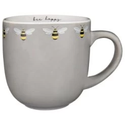 B&M Bee Happy Printed Mugs - 4pk -Kitchen Shop 380506 4pk printed mugs bee happy grey
