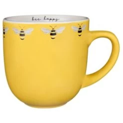 B&M Bee Happy Printed Mugs - 4pk -Kitchen Shop 380506 4pk printed mugs bee happy yellow