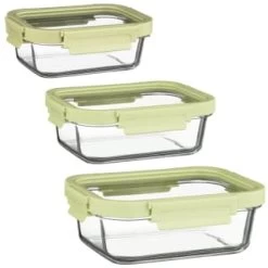 B&M Green Glass Food Container - Large -Kitchen Shop 380662 380663 380664 glass food container green medium 2