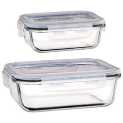 B&M Small Eco Glass Clip Lock Food Container -Kitchen Shop 388506 388507 glass clip lock food container group 1