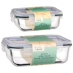 B&M Large Eco Glass Clip Lock Food Container -Kitchen Shop 388506 388507 glass clip lock food container group 2