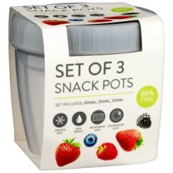 B&M Set Of 3 Snack Pots 3pk
