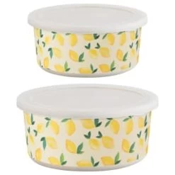 B&M Round Tubs 2pk - Lemons -Kitchen Shop 392928 2pk reuse and repurpose round tubs lemon 6