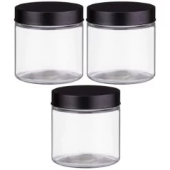 Set Of 3 Jars With Black Lids -Kitchen Shop 394387 set 3 jars with black lids 2