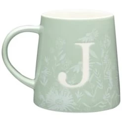 B&M Floral Alphabet Mug (Assorted) -Kitchen Shop 394397 floral alphabet mug green j