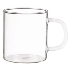 B&M Glass Mug With Coloured Handle