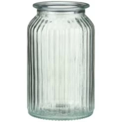 B&M Large Ribbed Glass Jar With Wooden Lid -Kitchen Shop 394426 ribbed glass jar with wooden lid large 3
