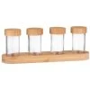 B&M Set Of 4 Glass Spice Jars With Bamboo Wood Base -Kitchen Shop 394437 set of 4 glass spice jars with bamboo wood lid and base