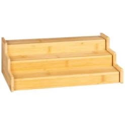 B&M Extendable 2 Tier Bamboo Cupboard Organiser