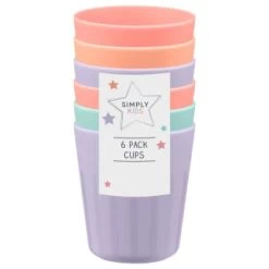 Simply Kids Colour Cups 6pk - Pastel -Kitchen Shop 398570 6pk simply kids colour cups girls